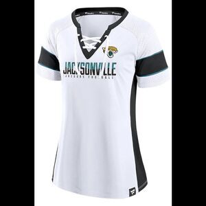 NFL Women's Short Sleeve Lace Neck Athena Jersey Jaguars - Regular